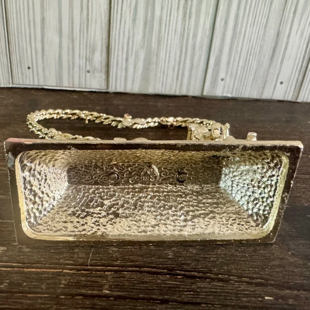 Vintage Gold Tone Heart Jewelry Stand Floral Cherub Rhinestone Vanity Organizer